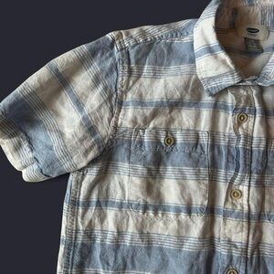 Classic Old Navy Boys’ Striped Linen Blend Button-Up Shirt – Size L (10-12)